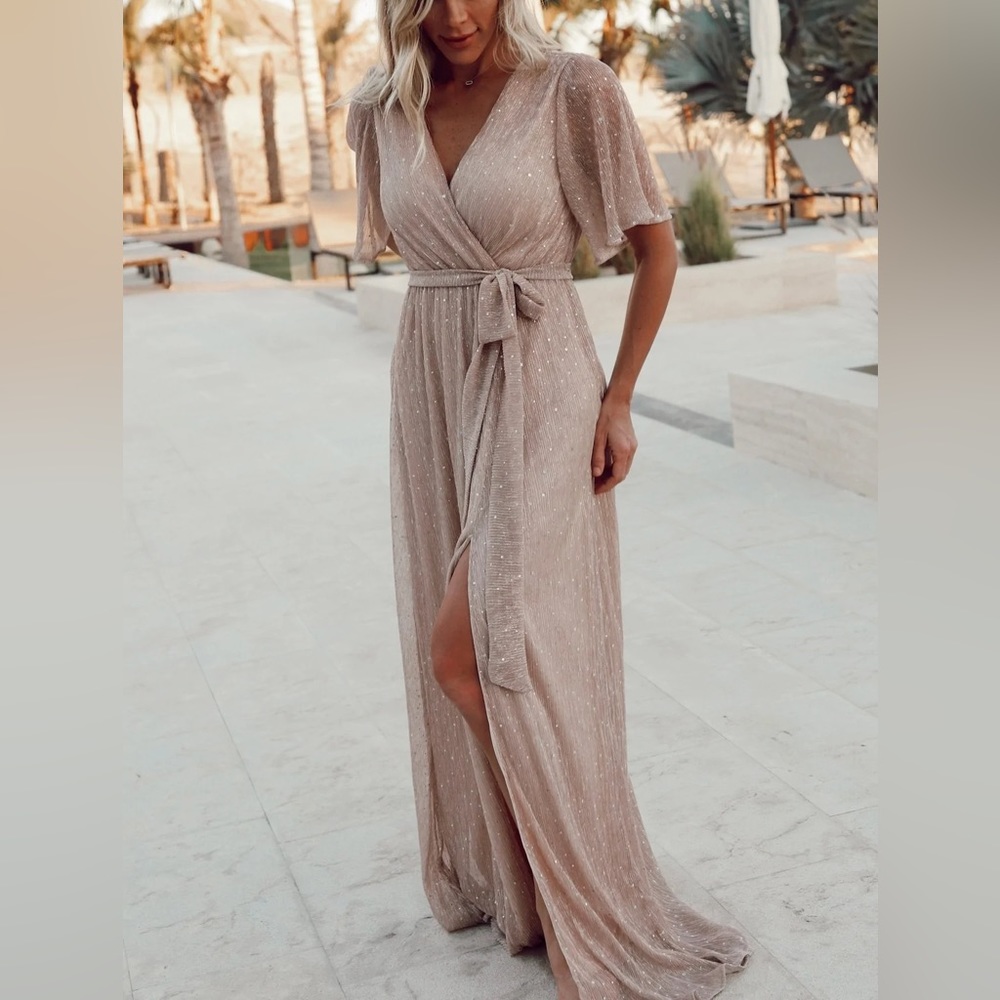 Baltic Born Shimmering Beige Maxi Dress